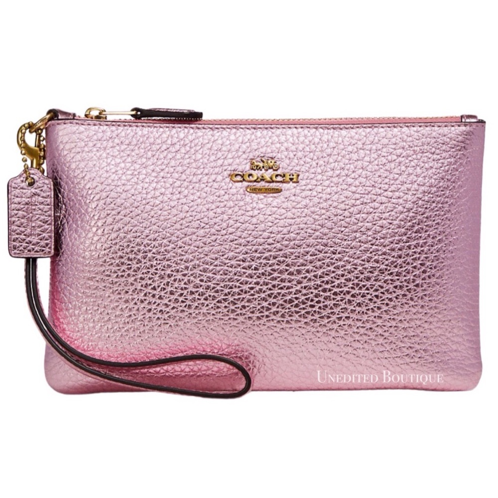COACH Metallic Leather Wristlet